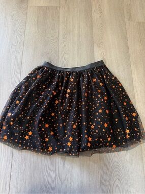 Celebrate It Black Tulle Skirt with Orange Star Pattern